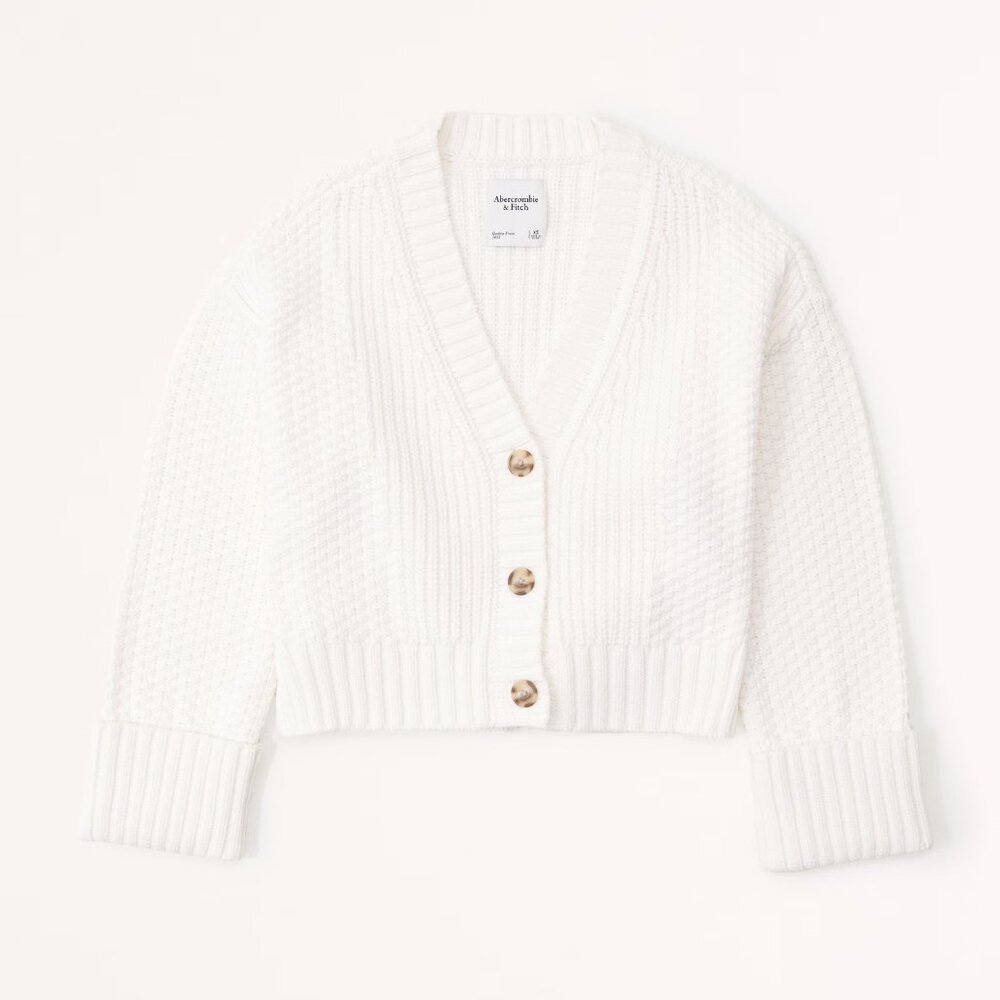 A&F Cotton-Blend Seed Stitch Cardigan Size L